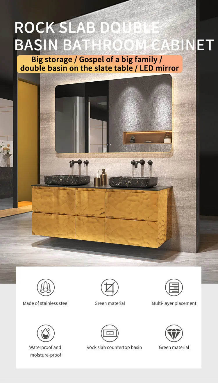Luxury Gold Bathroom Vanity Wash Cabinet Marble Top Bathroom Cabinet Bathroom Vanity With Sink 36 Inch Customizable
