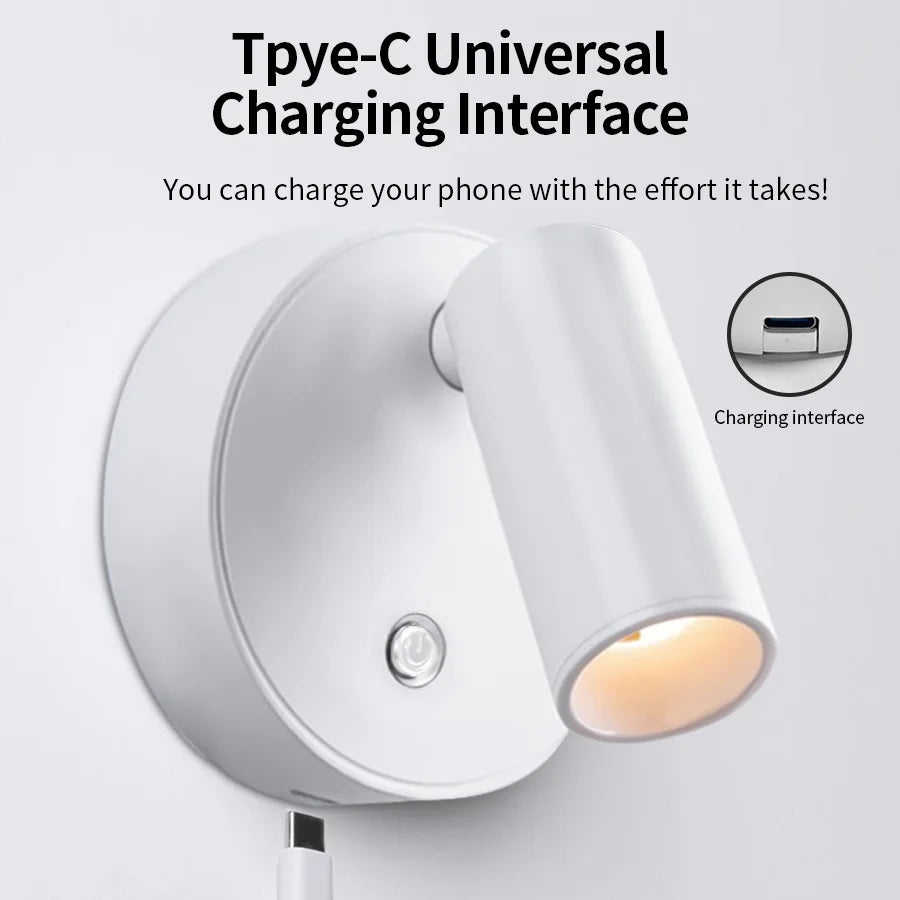Magnetic Base USB Rechargeable LED Cordless Wall Light Touch Switch Black White Gold Silvery Dimmable Bedside Lamp For Reading
