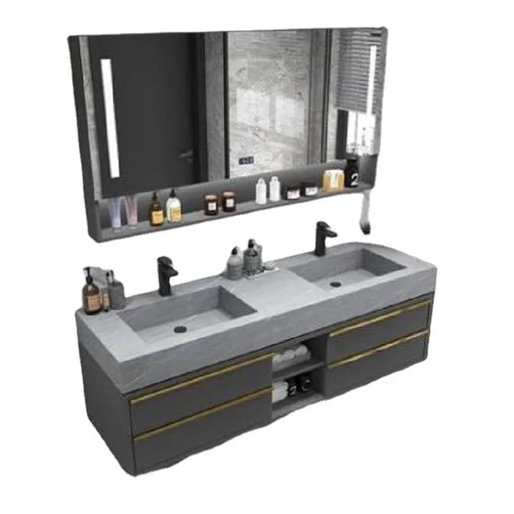 60-Inch double sink basin bathroom vanity, suitable for family hotel or apartment use