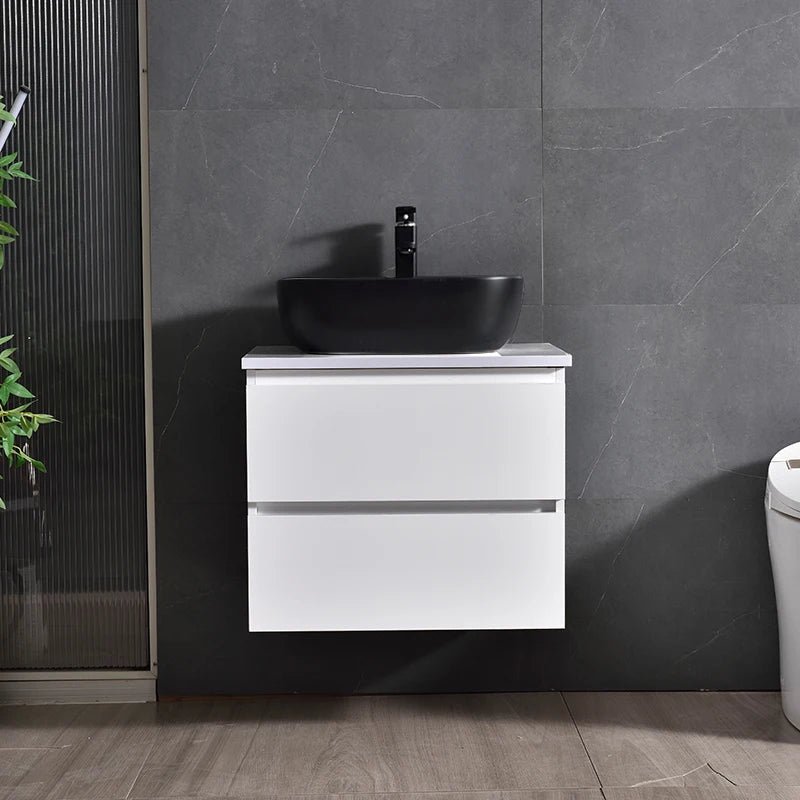 Black Wood Bathroom Vanity Floating Bathroom Vanity Cabinet With Drawer and Black Ceramic Basin Customizable