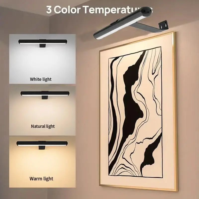 3600mAh LED Wall Light with Magnetic Suction Rechargeable Remote Control Three-Color Stepless Dimming Mirror Front Design