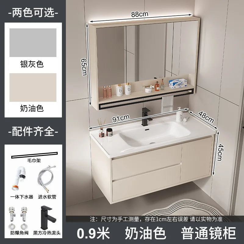 bathroom cabinet combination ceramic basin integrated basin washbasin washbasin cabinet Customizable