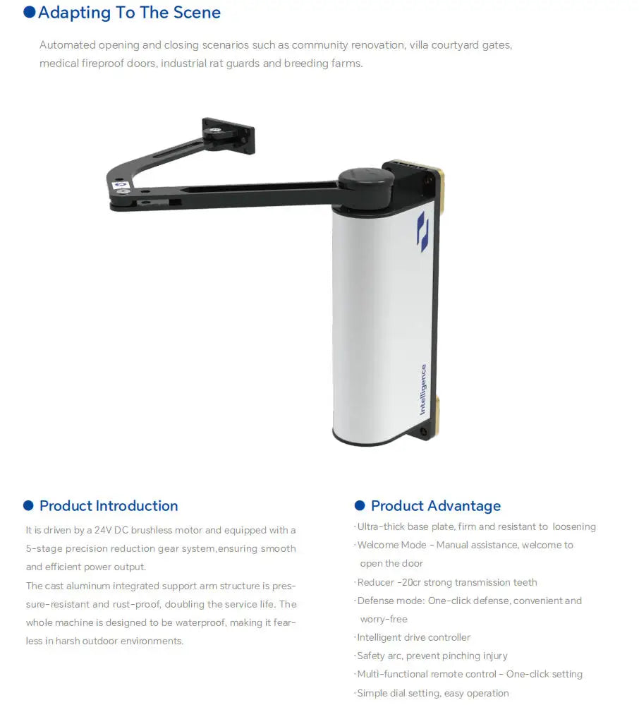 CZ02 90 Degree Flat Door Automatic Door Opener Outdoor Side-mounted Electric Automatic Gate Opener Door Control AC100-240V
