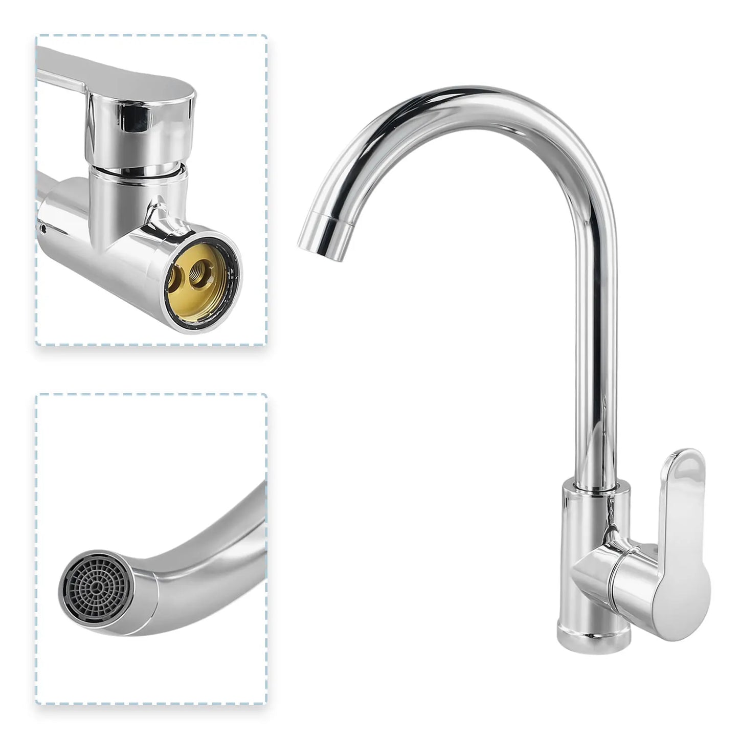 Kitchen Bathroom  Faucet Polished  Chrome Plated  Swivel Basin  Sink Cold Hot Mixer Water Tap Deck Mounted Bathroom Faucet