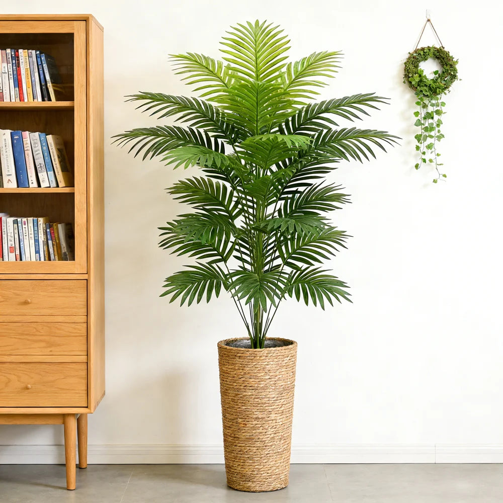 60-80cm Tall Artificial Palm Tree Fake Monstera Plants Branch Plastic Maranta Leafs Faux Coconut Leaves For Home Indoor Decor