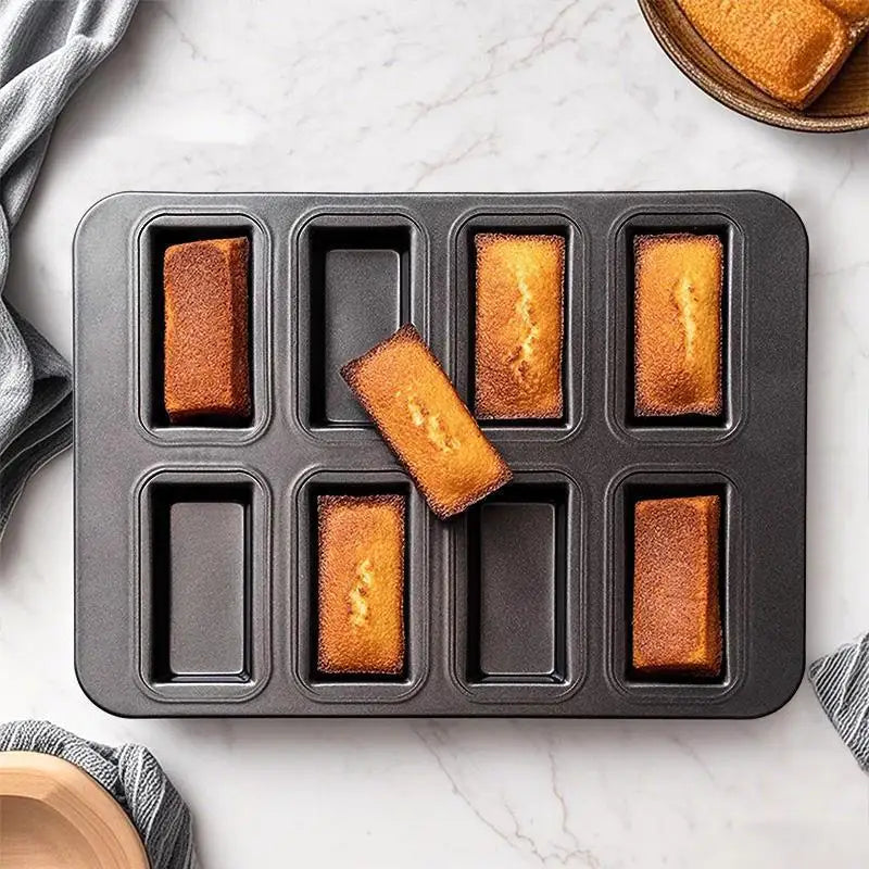 Non-Stick Baking Pan with 8 Molds, Home Use Mini Loaf Pans, Oven Compatible Toast, Muffin, and Cupcake Mold Baking Tools.