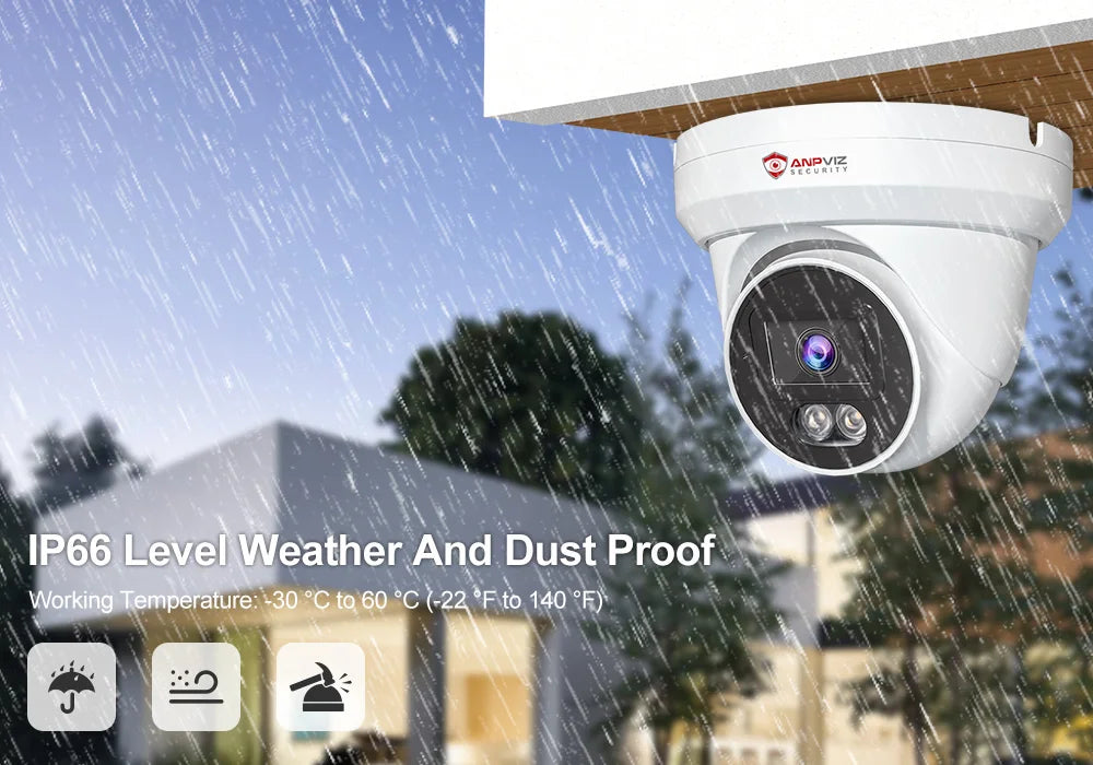 Anpviz 8MP POE IP Turret Camera Outdoor Smart Dual Light ColorVU 30m CCTV Video IP67 H.265 Audio People and Vehicle Detection
