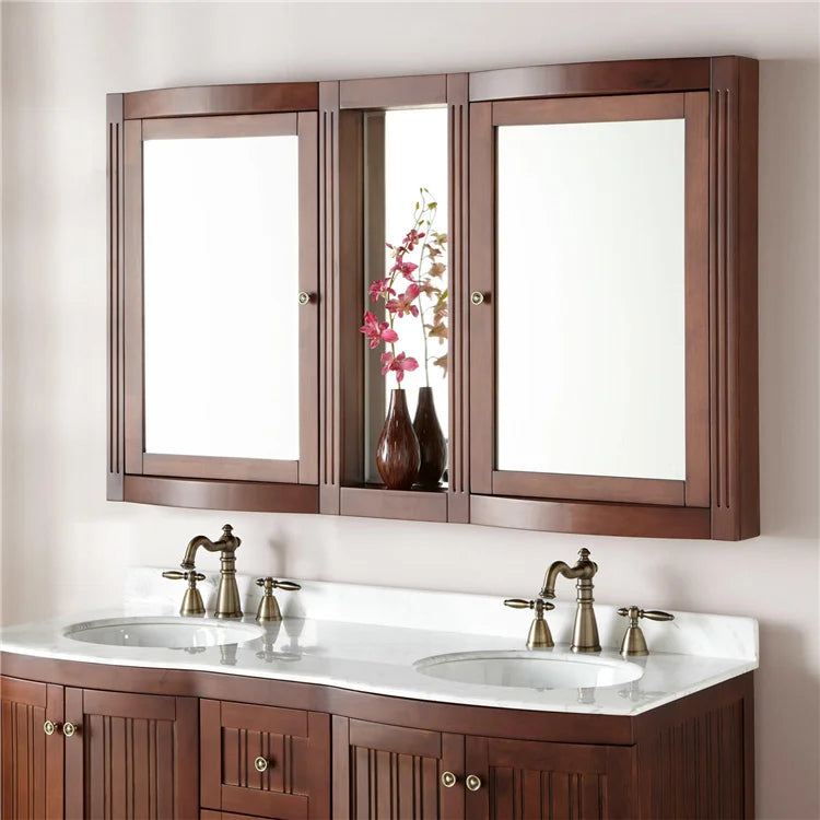 Luxury modern modular bathroom cabinet with smart mirror ceramic basin, wall-mounted vanity, eco-friendly