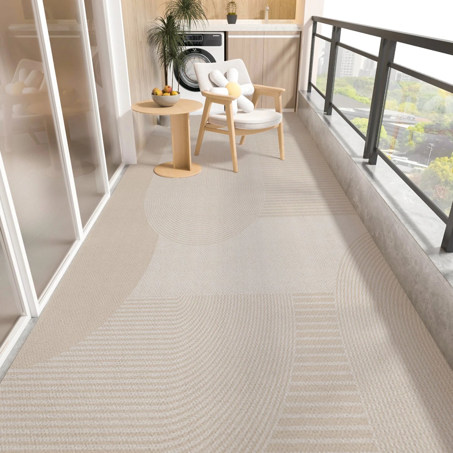 Balcony Floor Mat Pvc Leather Carpet Waterproof Non-slip Foot Mats Long Strip Big Size Rug Japanese Striped Home Decoration Rugs