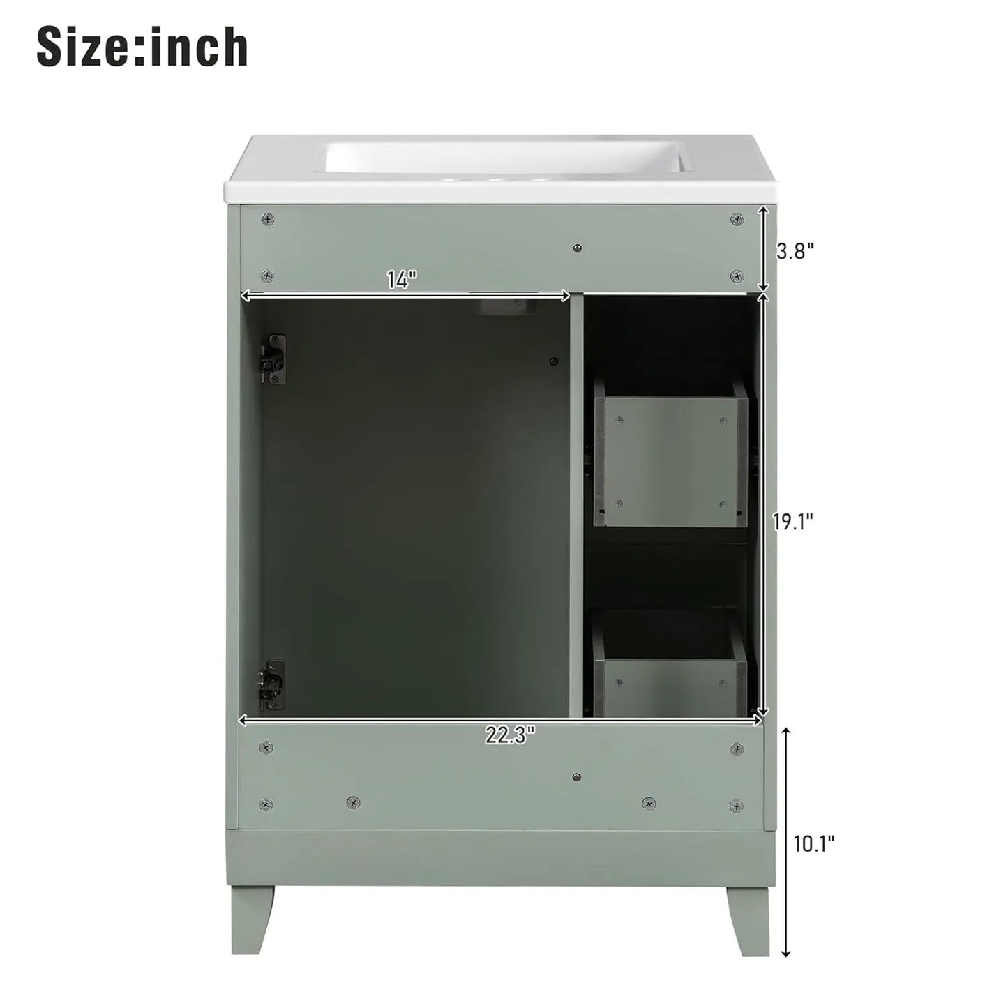 24in Small Vanity Cabinet Undermount Sink Soft Close Door Easy Assembly Bathroom Furniture Customized