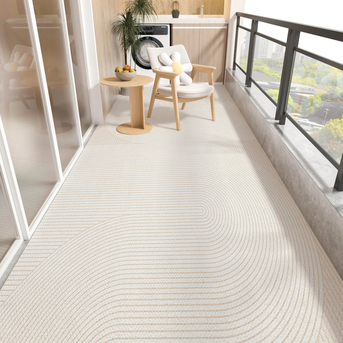 Balcony Floor Mat Pvc Leather Carpet Waterproof Non-slip Foot Mats Long Strip Big Size Rug Japanese Striped Home Decoration Rugs