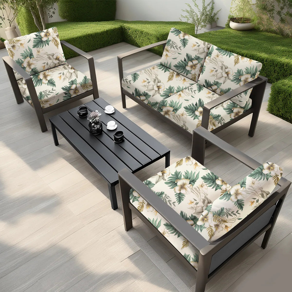 New Cross Border Set Outdoor Printed Sofa Cushion Cover Elastic Durable Milk Silk Fabric Single Seat Slipcover For Patio Garden