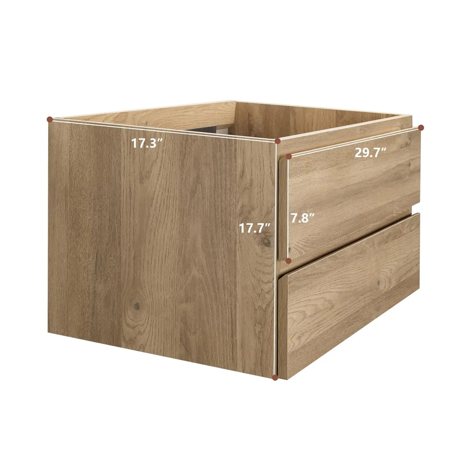 30" Space-Saving Floating Bathroom Vanity with Sink Moisture-Resistant MDF 2 Soft-Close Drawers Modern Bathrooms Customized