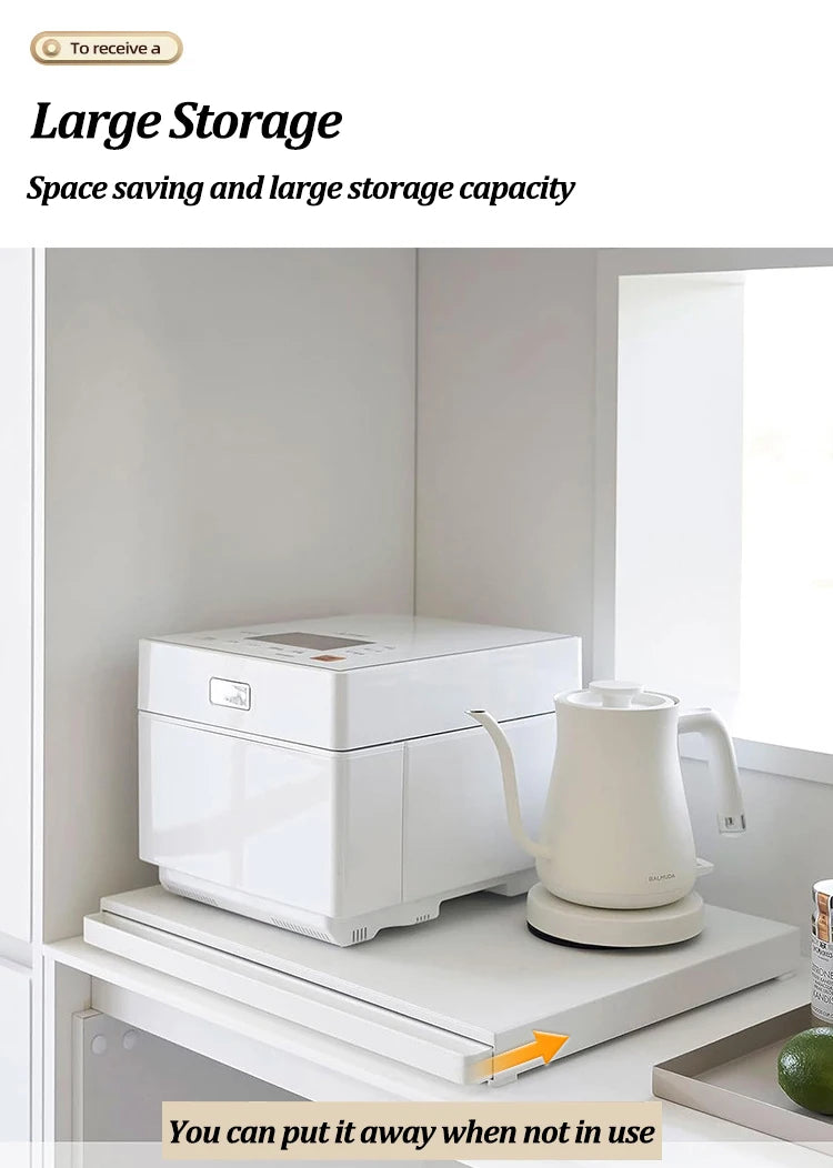 Kitchen Microwave Drawer Storage Rack Oven Tableware Bottom Pull-out Storage Shelf Partition Holders Kitchenware Organizer