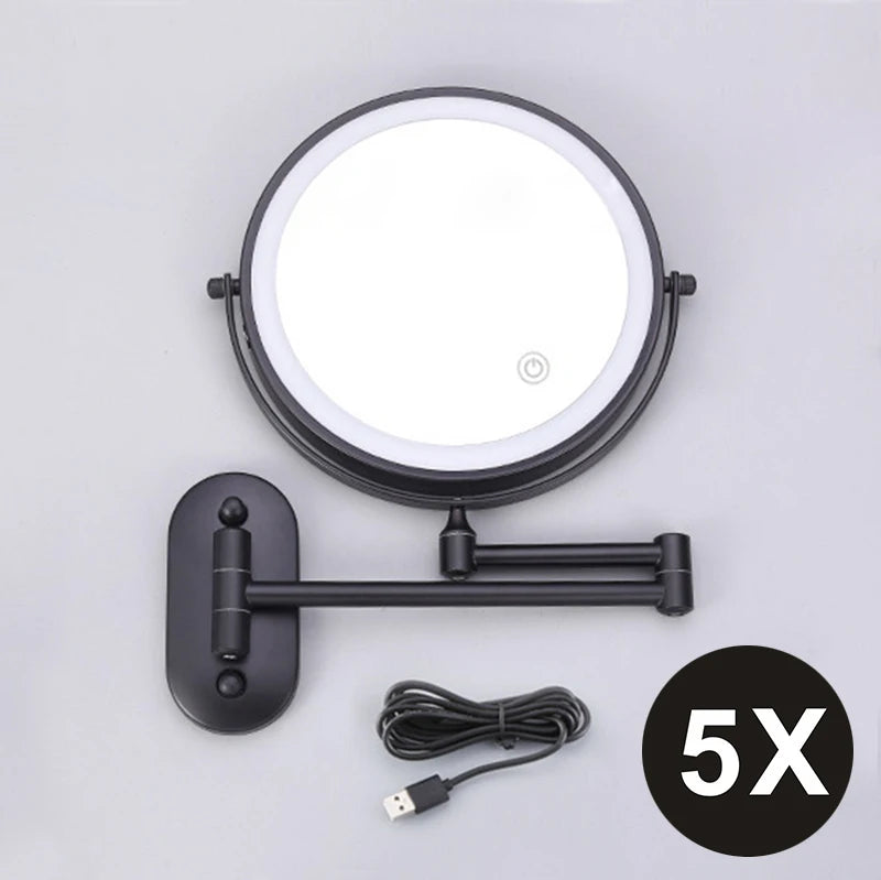 8 inch Makeup Mirror Matte Gold 3x/5x/7x/10x Magnifying Double Side USB Charging Bathroom 3 color light Cosmetic Mirrors