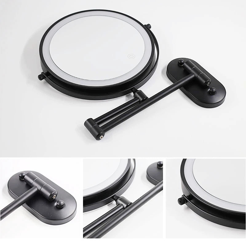 8 inch Makeup Mirror Matte Gold 3x/5x/7x/10x Magnifying Double Side USB Charging Bathroom 3 color light Cosmetic Mirrors