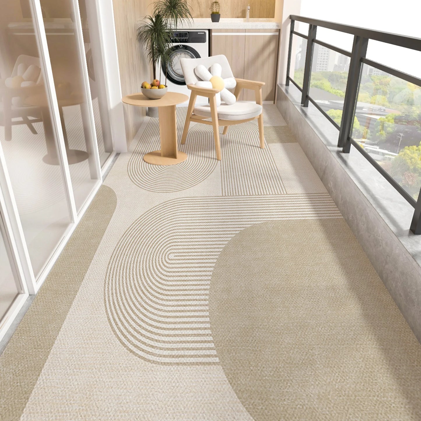 Balcony Floor Mat Pvc Leather Carpet Waterproof Non-slip Foot Mats Long Strip Big Size Rug Japanese Striped Home Decoration Rugs