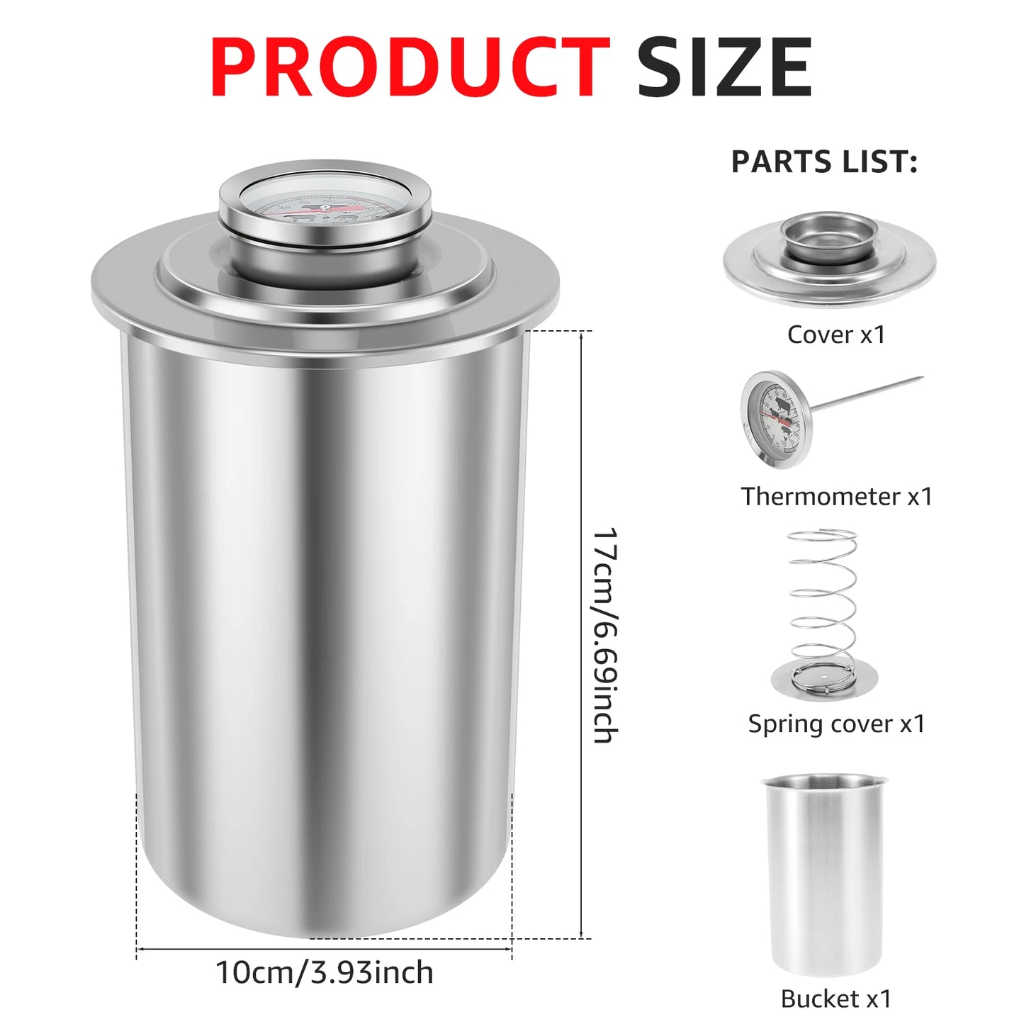 Stainless Steel Meat Press Cooker Large Capacity Ham Maker Round Shape Deli Meat Press Mold With Thermometer For Home Kitchen