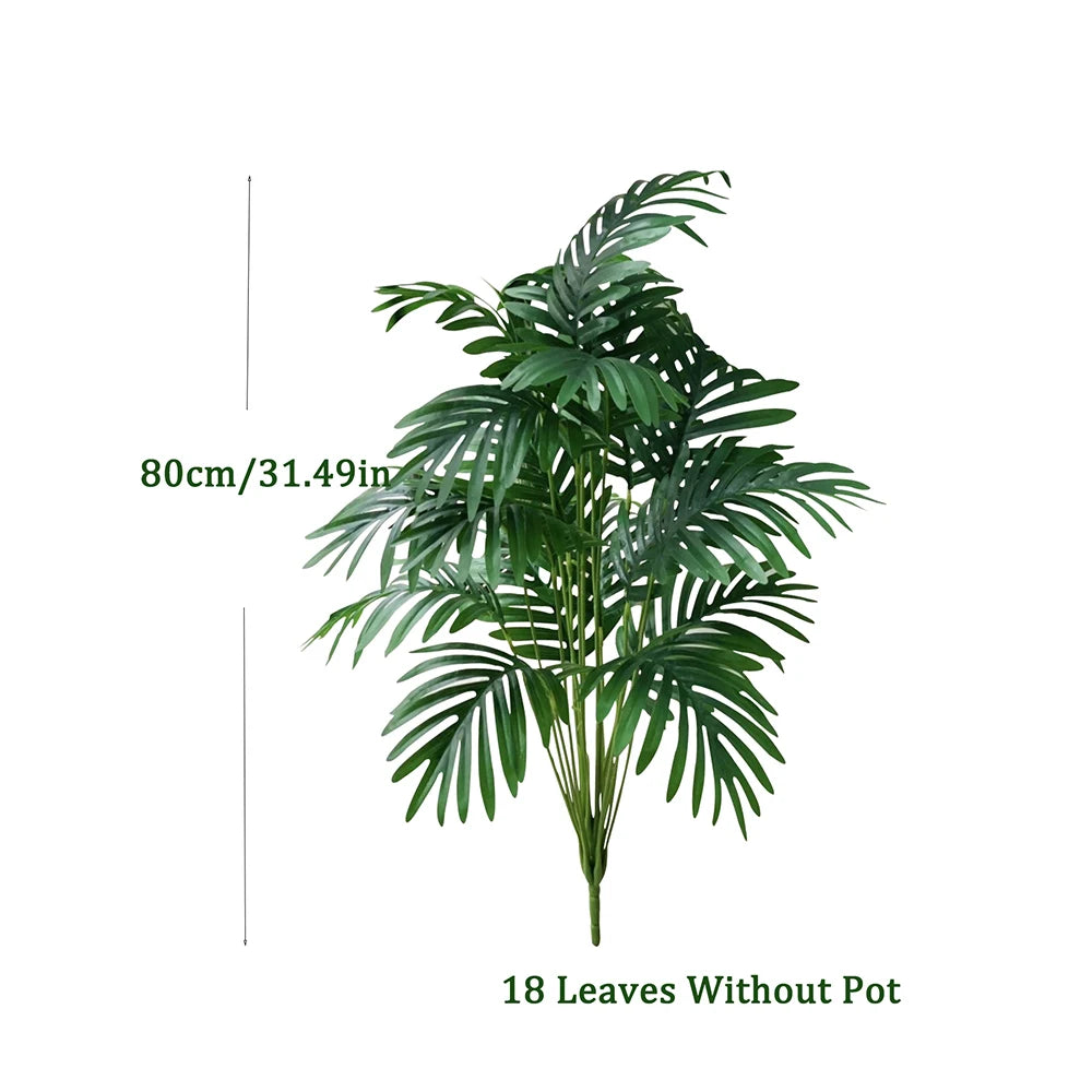 60-80cm Tall Artificial Palm Tree Fake Monstera Plants Branch Plastic Maranta Leafs Faux Coconut Leaves For Home Indoor Decor
