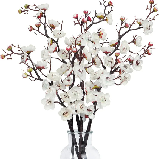 1pc Artificial Flowers Spring Plum Blossom Peach Branch Silk Flowers Home Wedding Party Decoration Christmas Wreaths Accessories