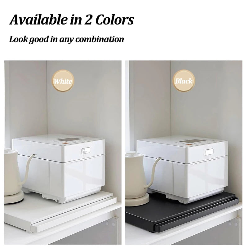 Kitchen Microwave Drawer Storage Rack Oven Tableware Bottom Pull-out Storage Shelf Partition Holders Kitchenware Organizer