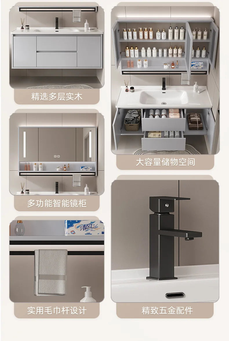 bathroom cabinet combination ceramic basin integrated basin washbasin washbasin cabinet Customizable