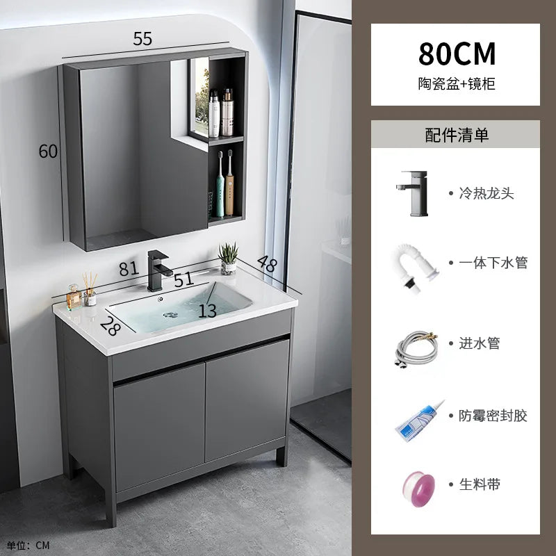 bathroom cabinet Combination bathroom Ceramic integrated double basin Deepening face washstand Customizable