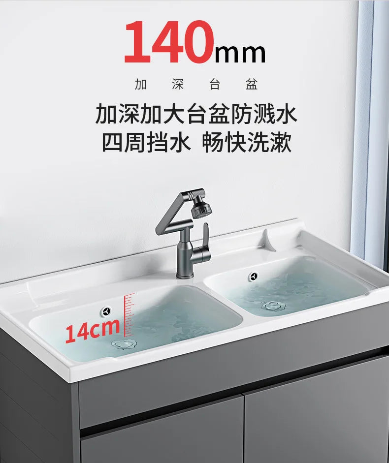 bathroom cabinet Combination bathroom Ceramic integrated double basin Deepening face washstand Customizable