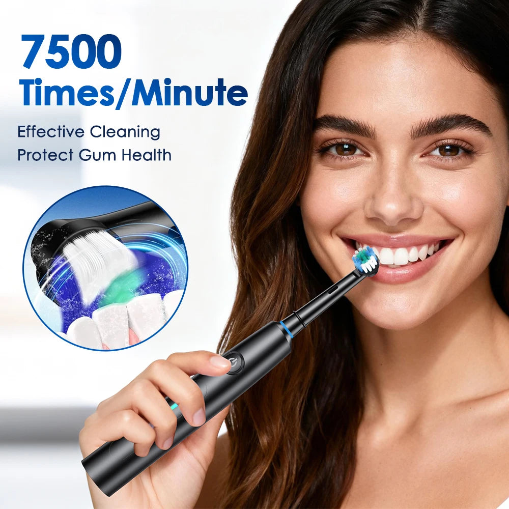 Rotating Electric Toothbrush, 5 Cleaning Modes Timer Clean Teeth Whitening, USB Rechargeable Toothbrush with Replaced Heads