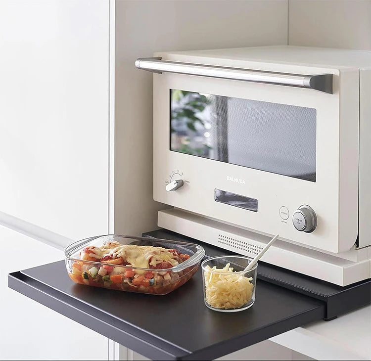 Kitchen Microwave Drawer Storage Rack Oven Tableware Bottom Pull-out Storage Shelf Partition Holders Kitchenware Organizer