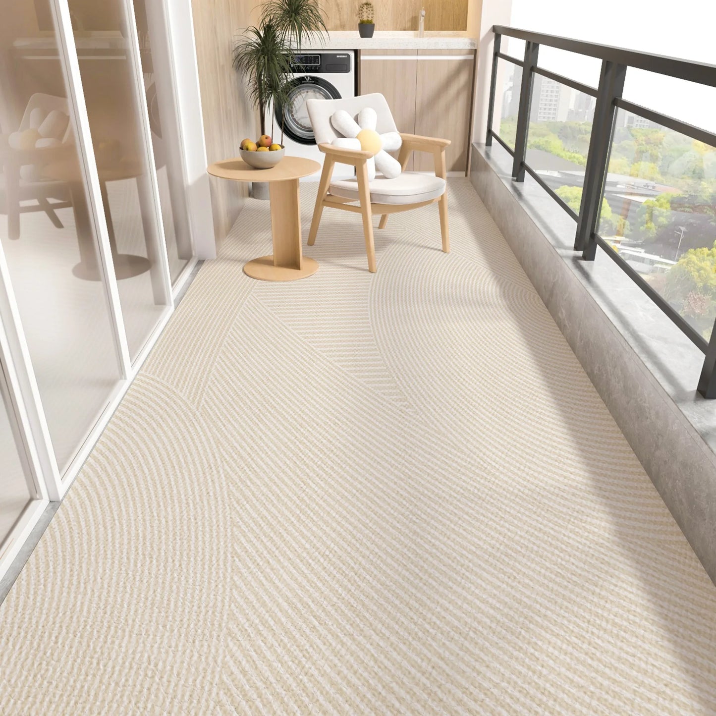 Balcony Floor Mat Pvc Leather Carpet Waterproof Non-slip Foot Mats Long Strip Big Size Rug Japanese Striped Home Decoration Rugs
