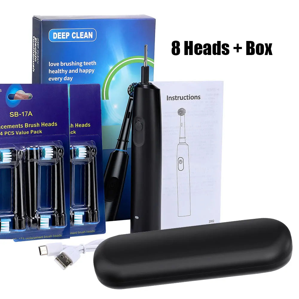 Smart Rotating Timing Electric Toothbrush, Rechargeable Rotary Toothbrush with 4 Heads, 5 Modes Setting Teeth Whitening Oral Car