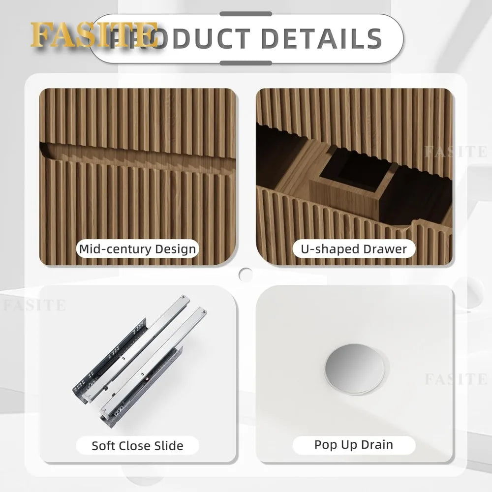 Postmodern Nordic Wall-Mount Bathroom Vanity With Basin Sink Floating Cabinet