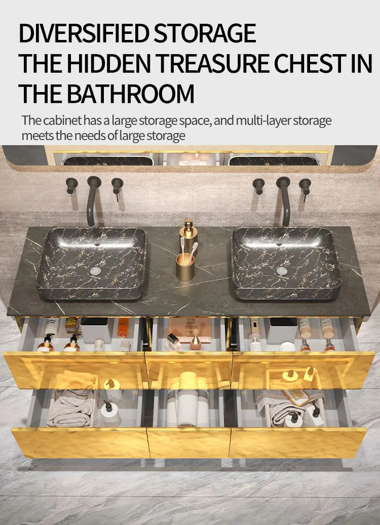 Luxury Gold Bathroom Vanity Wash Cabinet Marble Top Bathroom Cabinet Bathroom Vanity With Sink 36 Inch Customizable