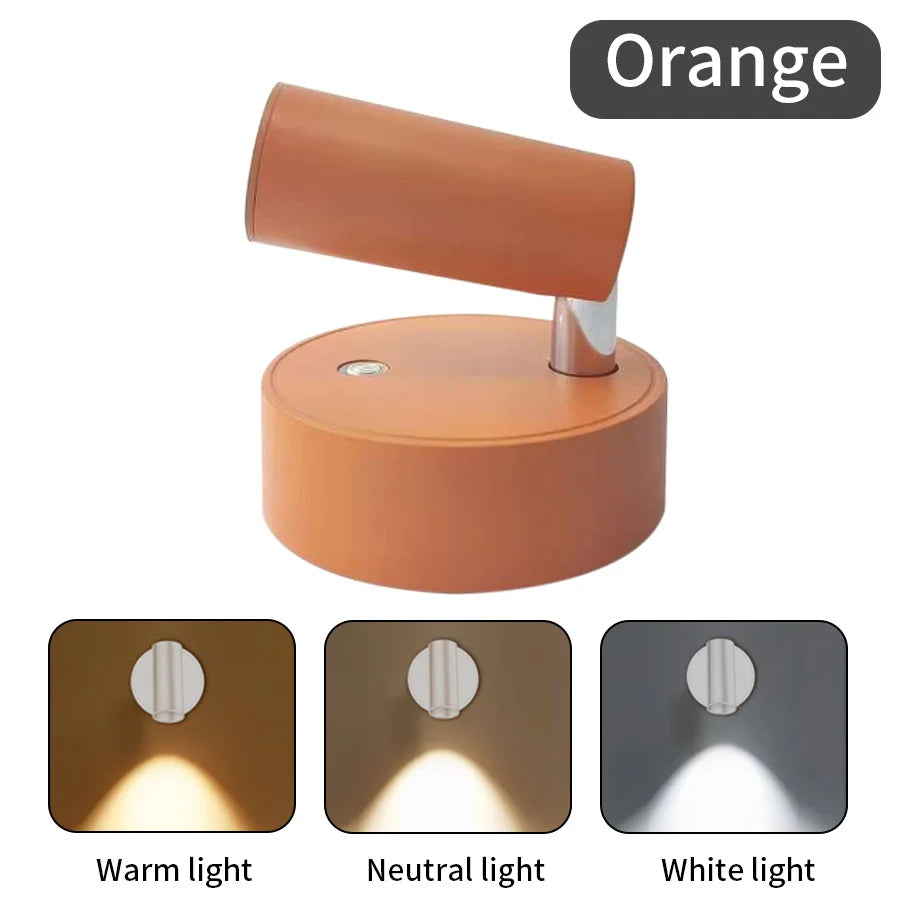 Magnetic Base USB Rechargeable LED Cordless Wall Light Touch Switch Black White Gold Silvery Dimmable Bedside Lamp For Reading
