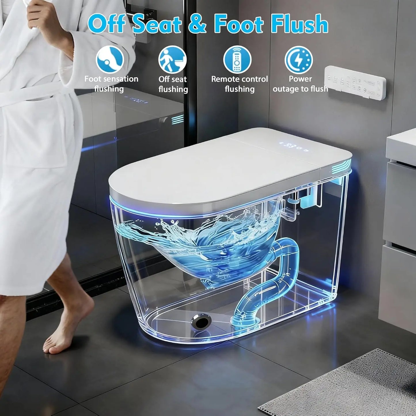 Luxury Smart Toilet with Bidet Built-in, Auto Open/Close, Dual Auto Power Flush, One Piece Elongated Toilet , Customized