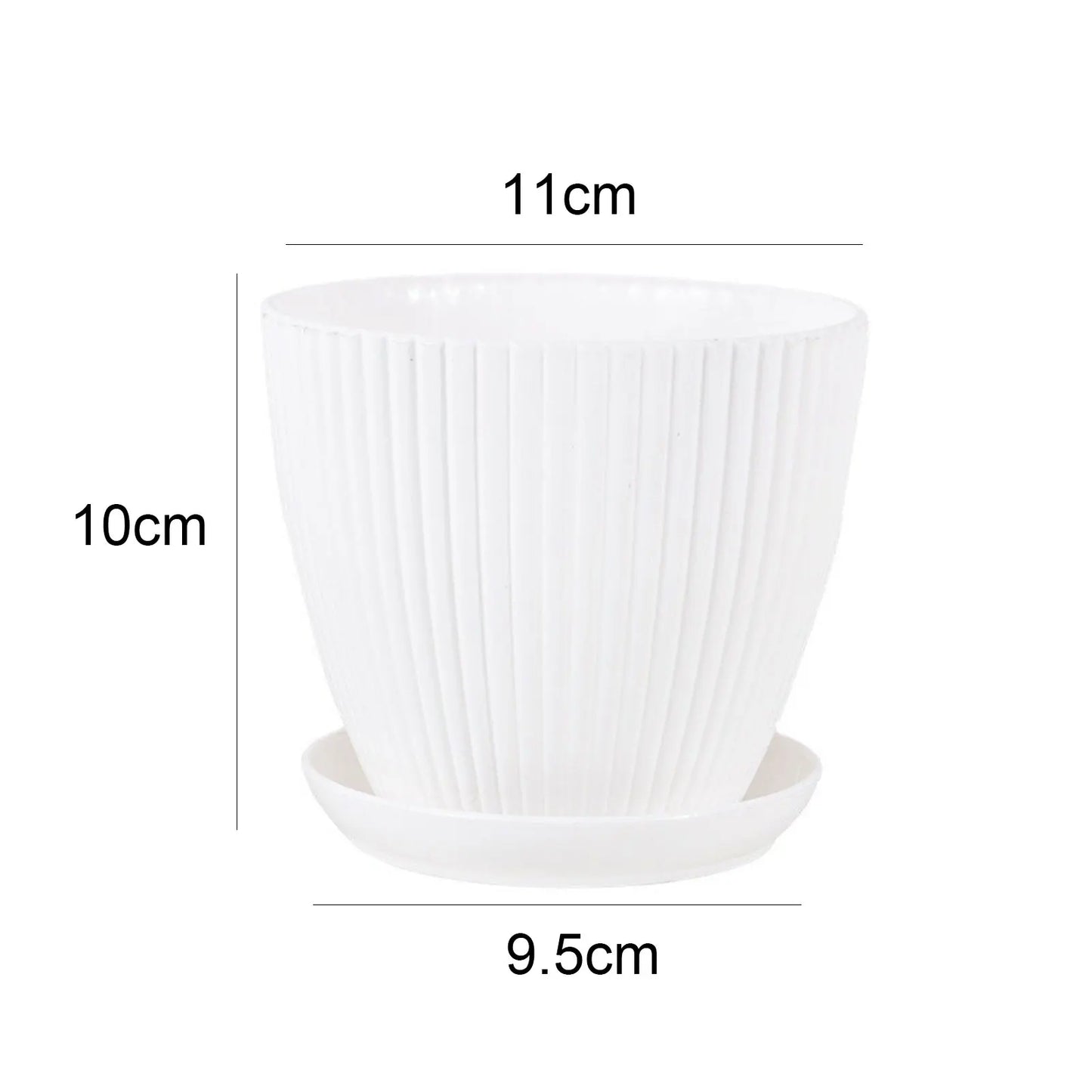 Plastic Flower Pot Succulent Plant Pot with Tray Green Dill Round Double Layer Small Flowerpot Home Office Desktop Decoration