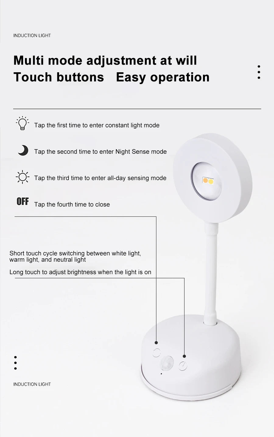 Wall Lamp Rechargeable Intelligent Human Sensing Wireless Night Light Dimmable LED Spotlights for Decoration Painting Lighting