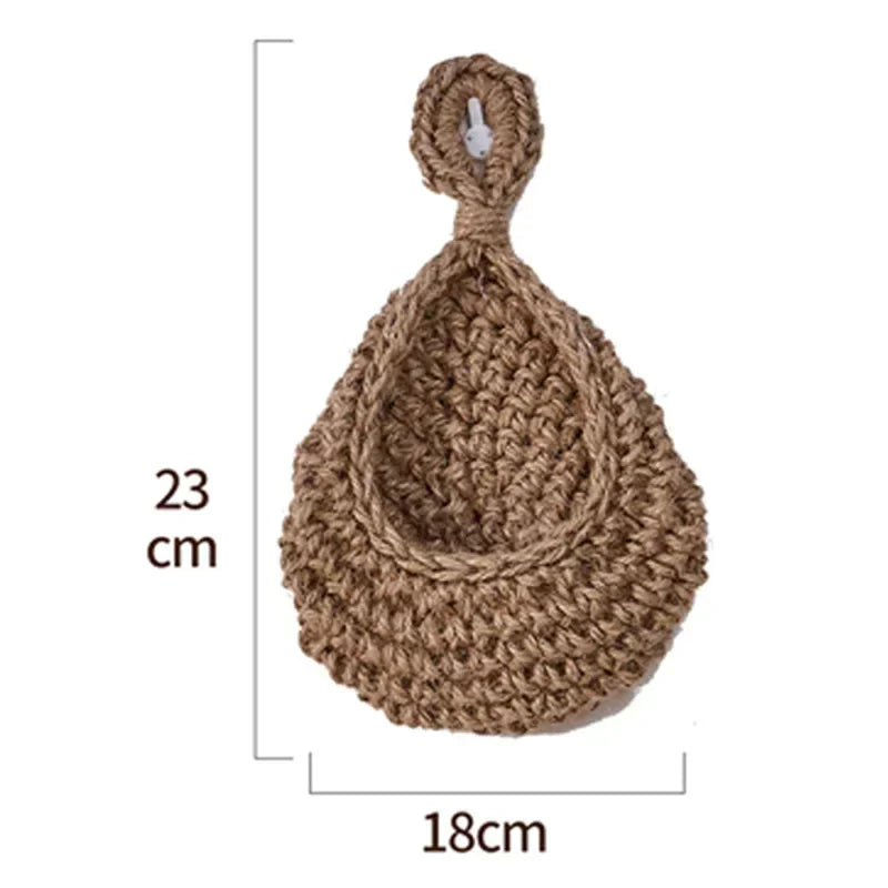 Handwoven Hanging Wall Fruit Vegetable Basket Organizer Container Decor for Kitchen Garden Mount Wall Flower Plant Onion Storage