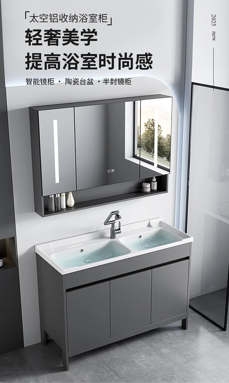 bathroom cabinet Combination bathroom Ceramic integrated double basin Deepening face washstand Customizable