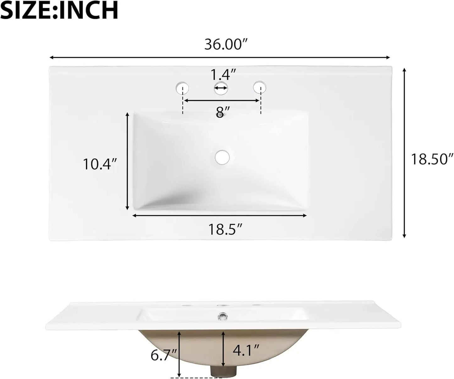 BestsellerBestseller Single Vanity, Bathroom Vanity with Ceramic Sink, Divided Drawer & Dual-Door Storage, Soft-Close, Waln