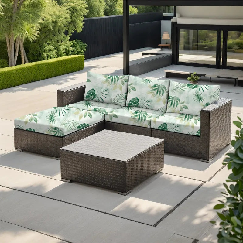 New Cross Border Set Outdoor Printed Sofa Cushion Cover Elastic Durable Milk Silk Fabric Single Seat Slipcover For Patio Garden