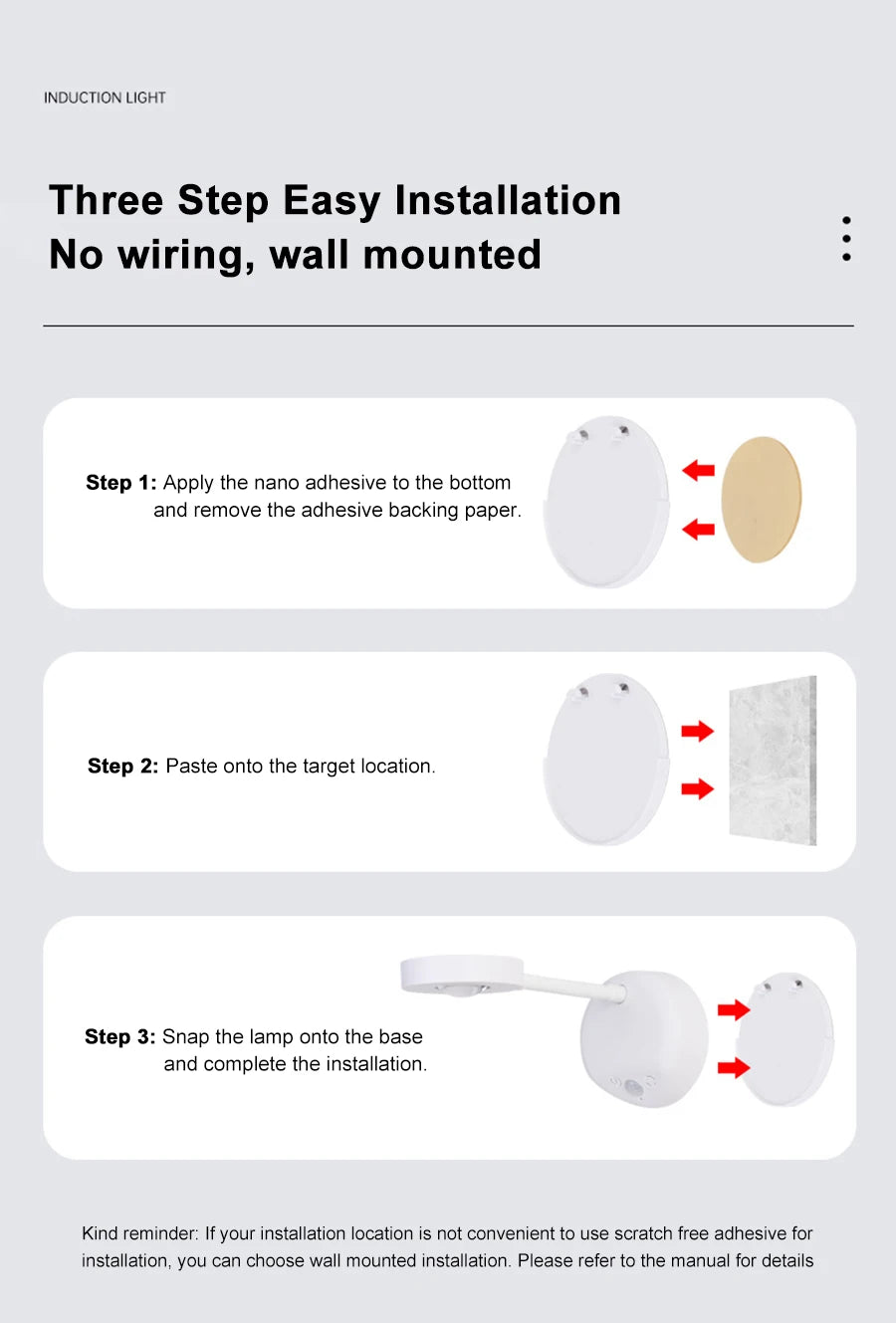 Wall Lamp Rechargeable Intelligent Human Sensing Wireless Night Light Dimmable LED Spotlights for Decoration Painting Lighting