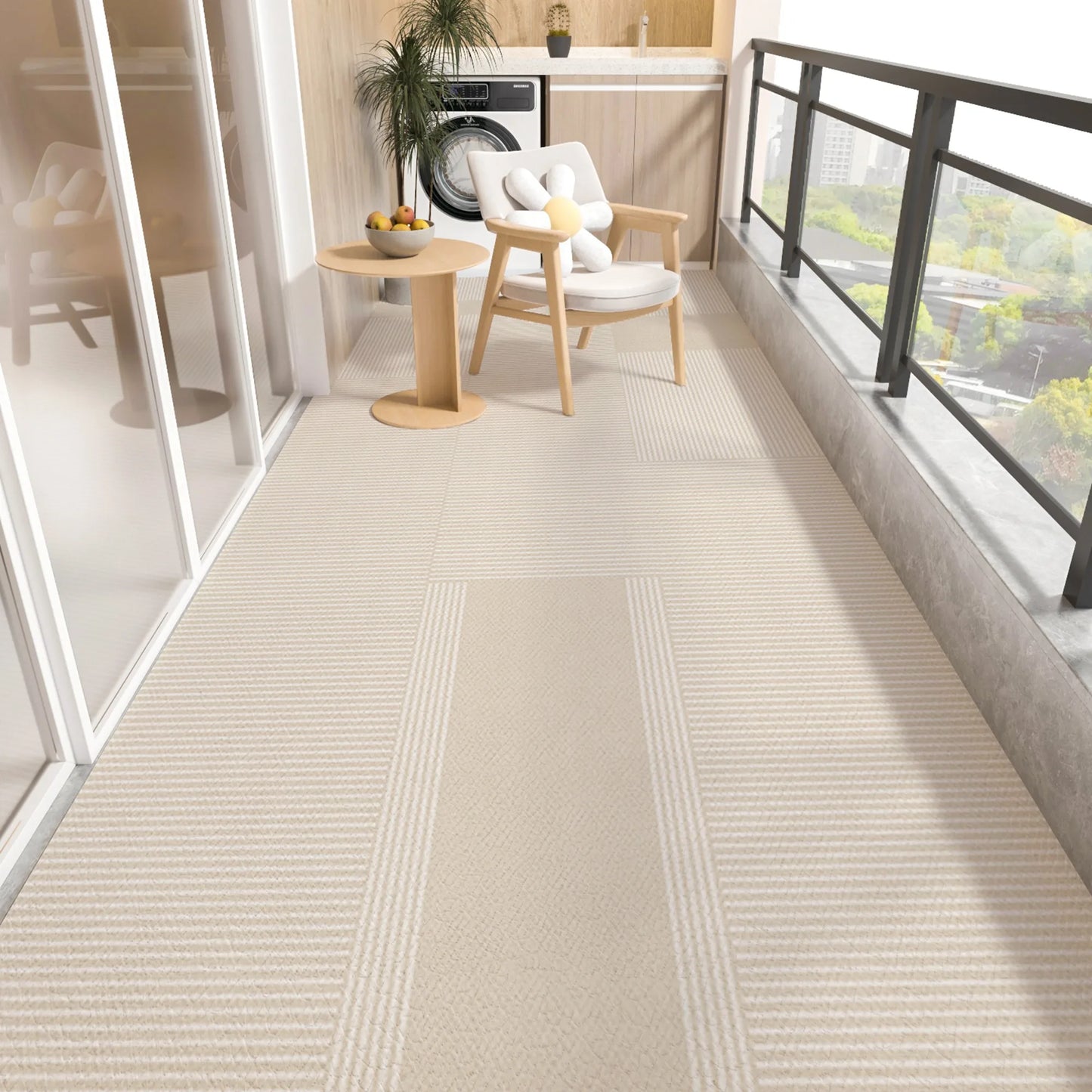 Balcony Floor Mat Pvc Leather Carpet Waterproof Non-slip Foot Mats Long Strip Big Size Rug Japanese Striped Home Decoration Rugs
