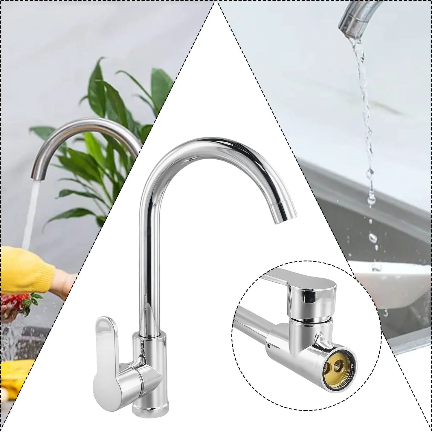 Kitchen Bathroom  Faucet Polished  Chrome Plated  Swivel Basin  Sink Cold Hot Mixer Water Tap Deck Mounted Bathroom Faucet