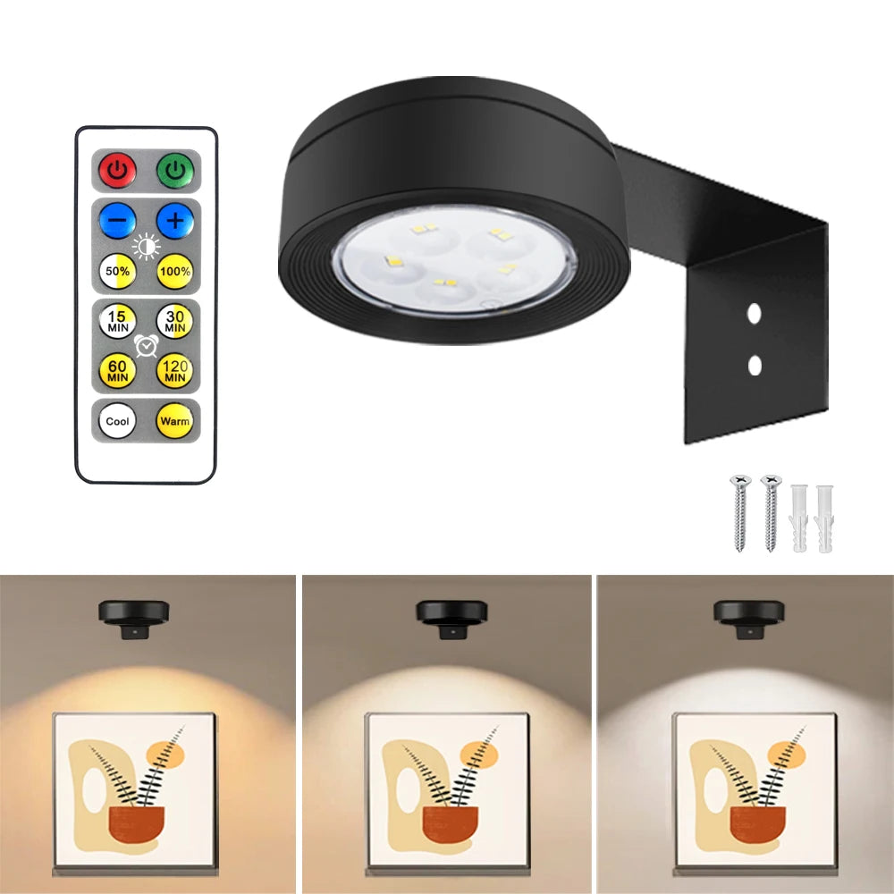 LED Night Light 3-Color Painting Light Closet Light Dimmable Brightness Rechargeable Touch Remote Control Night Light Pat Light