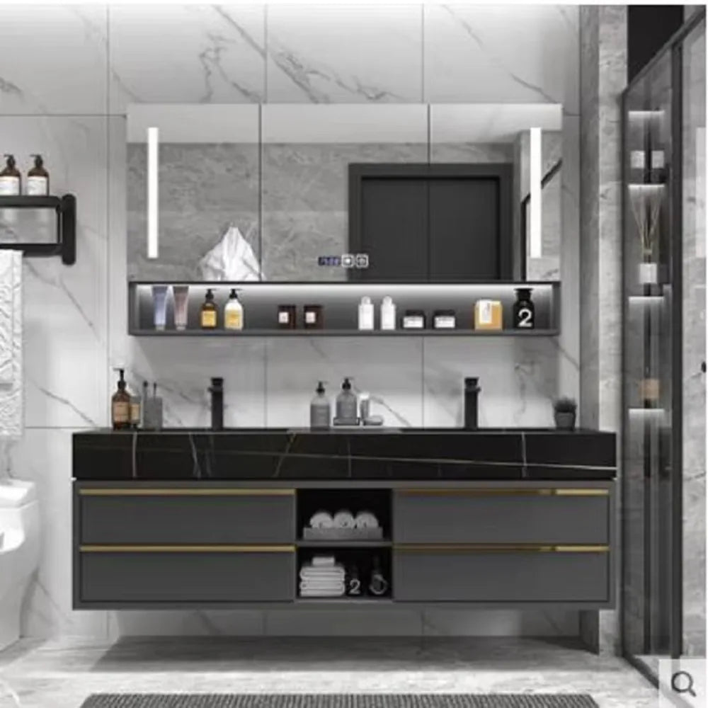 60-Inch double sink basin bathroom vanity, suitable for family hotel or apartment use