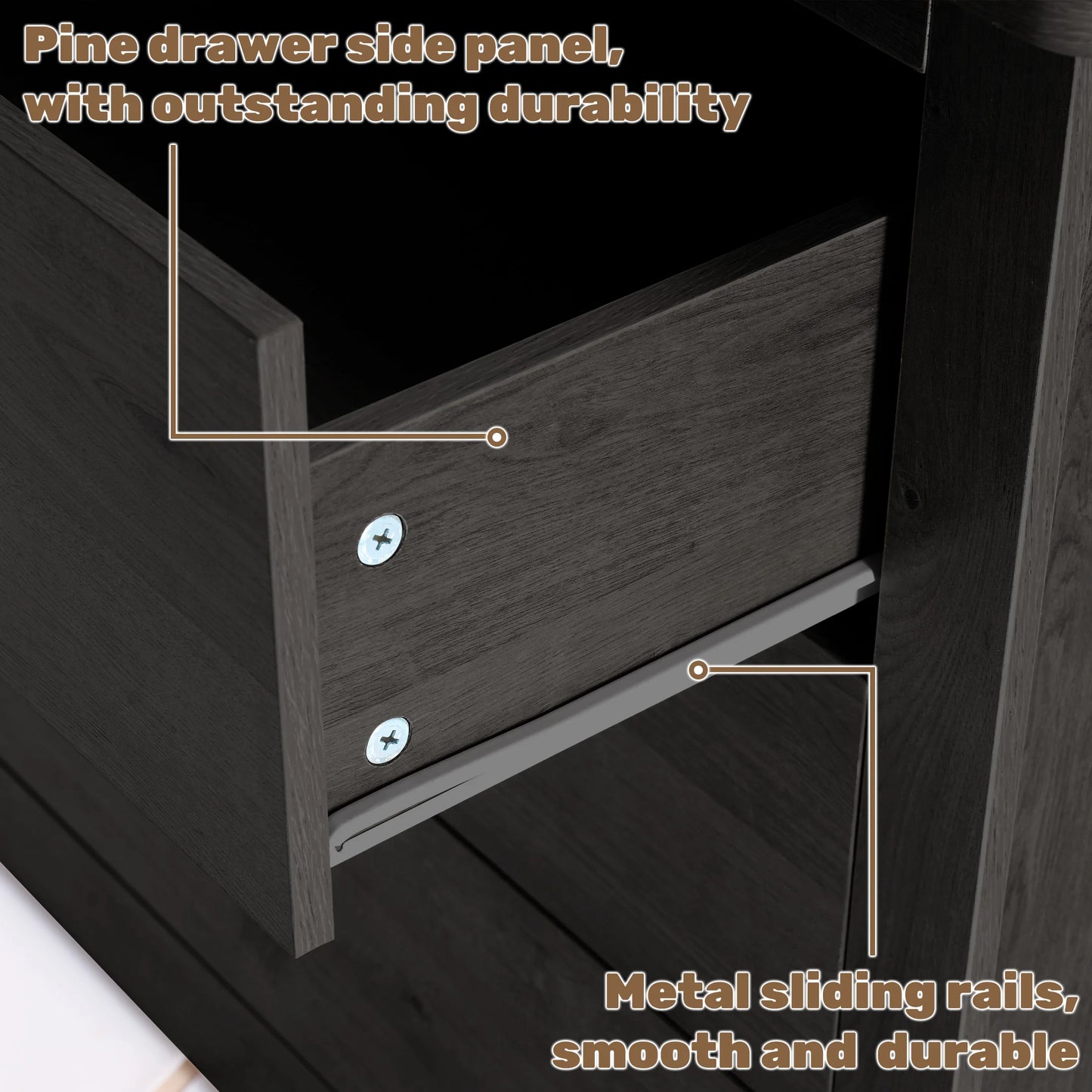 JHK 59IN Wood 6 Dresser Drawers Cabinet for Living Room Stable Structure Storage Wide Chest of Drawers Furniture For Bedroom