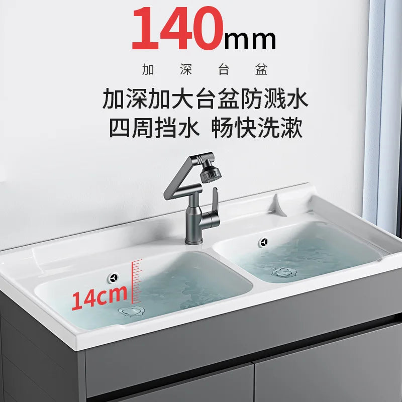 bathroom cabinet Combination bathroom Ceramic integrated double basin Deepening face washstand Customizable