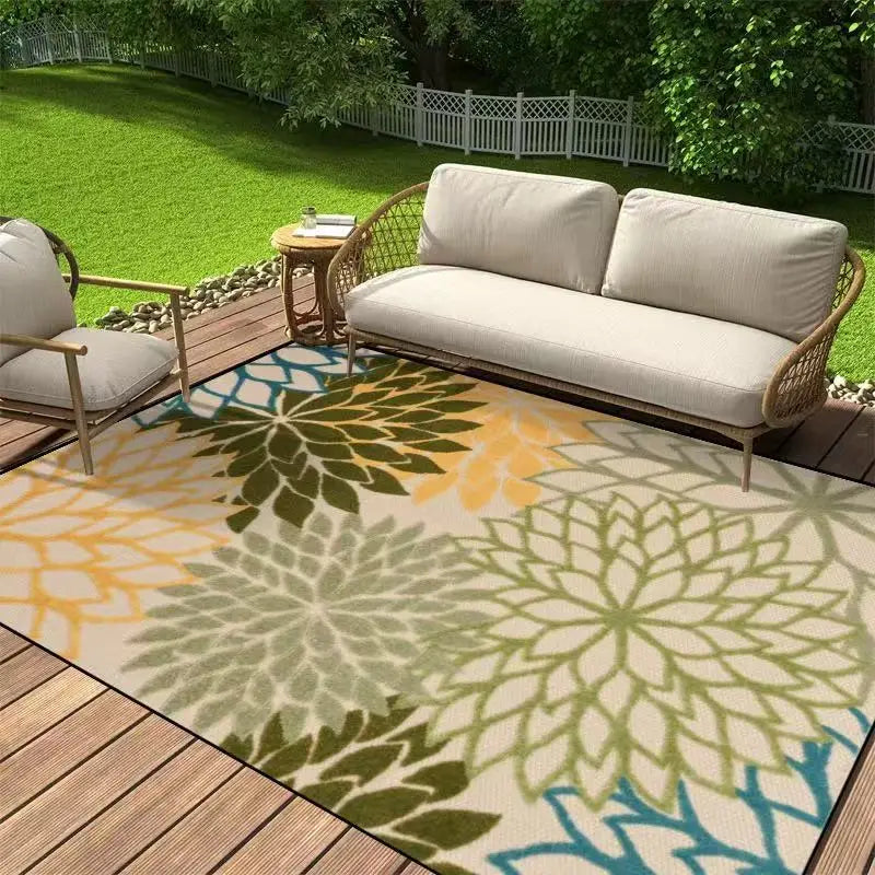 VIKAMA Modern Simple Floral Carpet Outdoor Tent Carpet  Room Decoration Mat Bedroom Anti-Slip Foot Mat Home Decoration